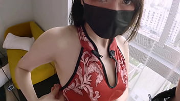 Pacar Asia-ku Yang Seksi Pakai Cheongsam Sampai Mengucur Saat Bercinta